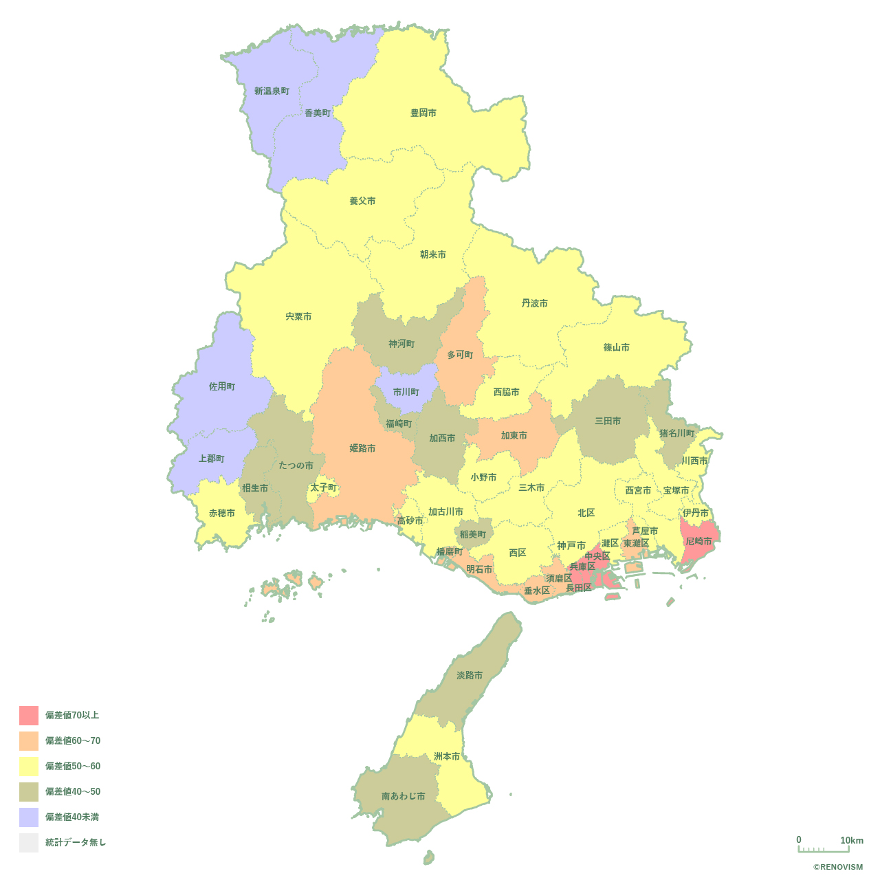 49地域県別【離婚率マップ】兵庫県編 2020年
